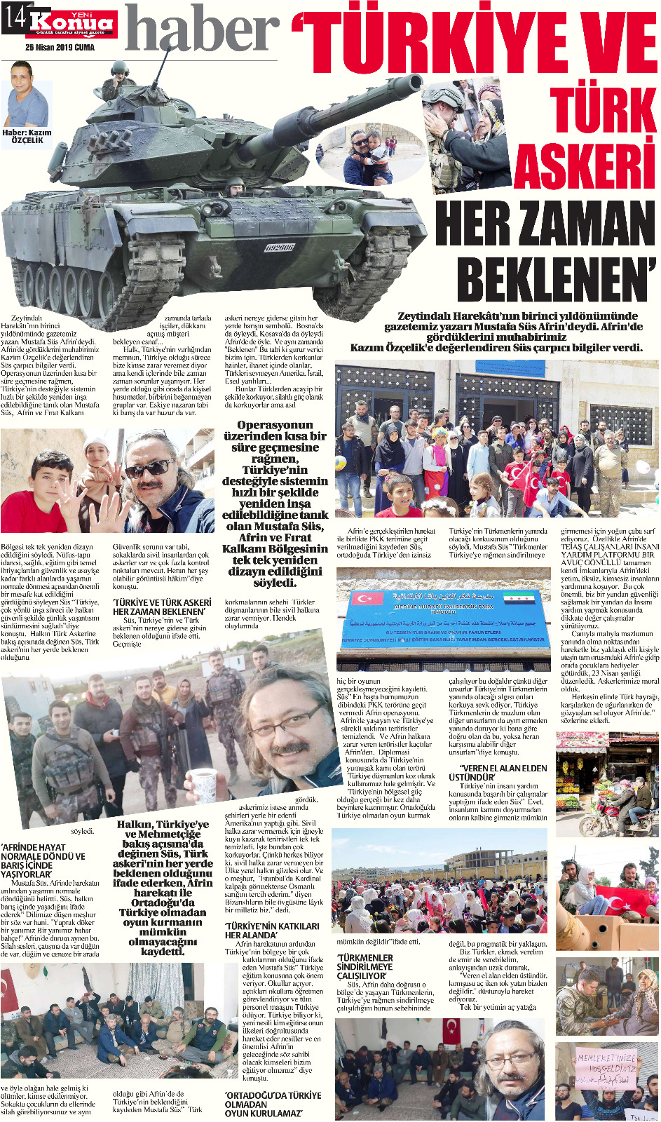 Afrin Gezisi İle İlgili Söyleşi  (Yeni Konya Gazetesi)